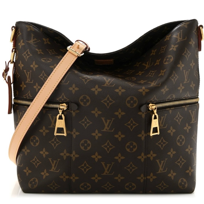 LV  Melie  原花金釦雙側拉鍊 肩背包 斜背包 兩用包-5