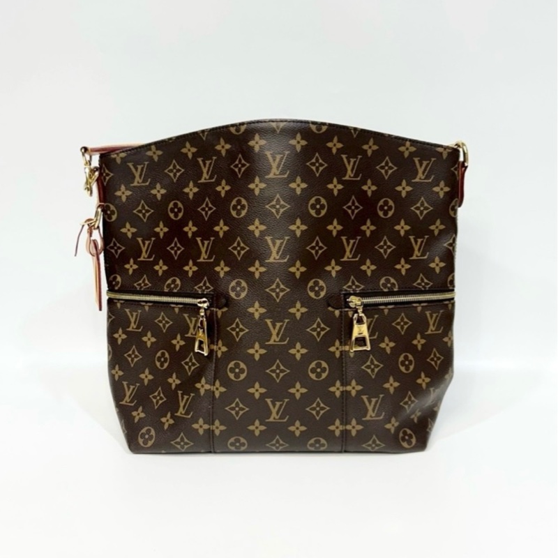 LV  Melie  原花金釦雙側拉鍊 肩背包 斜背包 兩用包-6