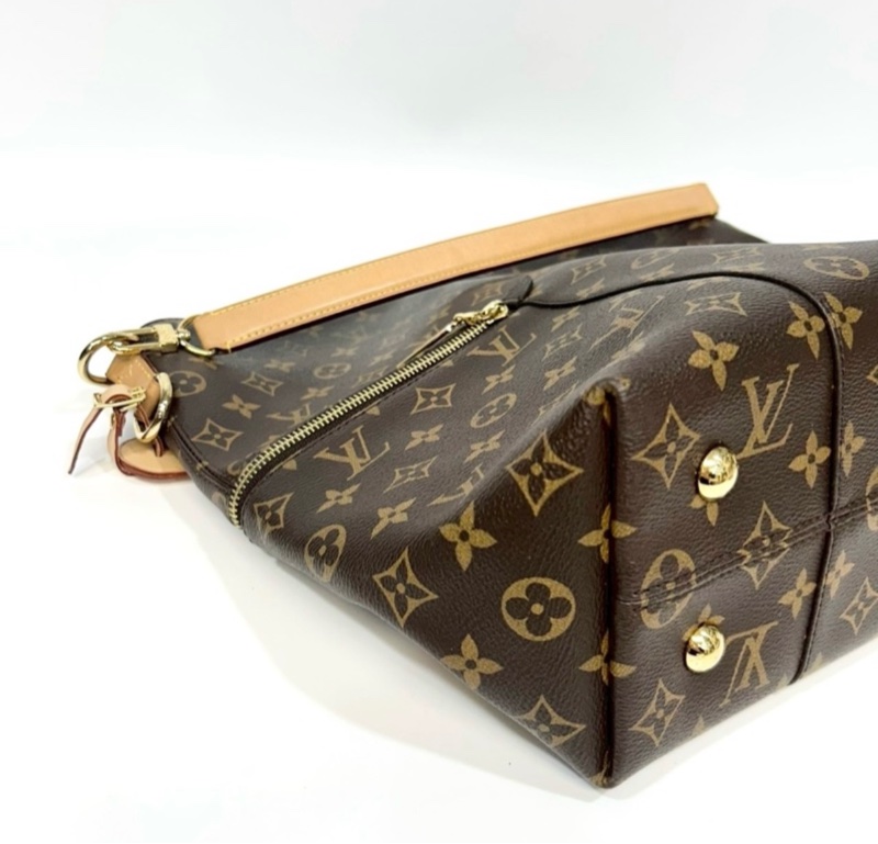 LV  Melie  原花金釦雙側拉鍊 肩背包 斜背包 兩用包-8