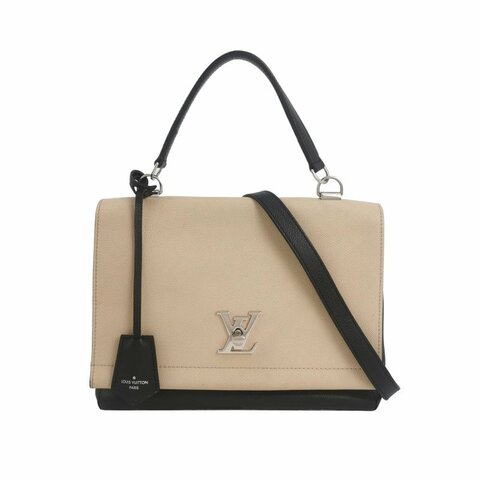 Louis Vuitton(LV)Lockme牛皮撞色LV轉鎖斜挎包單肩包