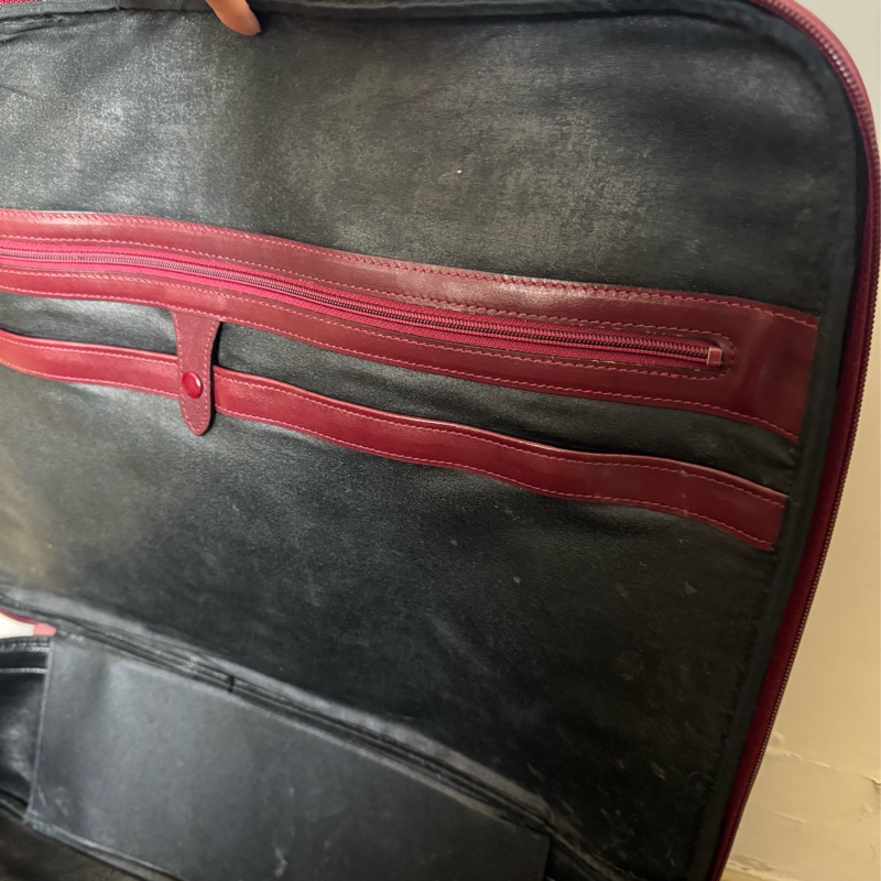 Christian Dior 迪奧帆布皮革手提行李包 行李袋 酒紅色-20