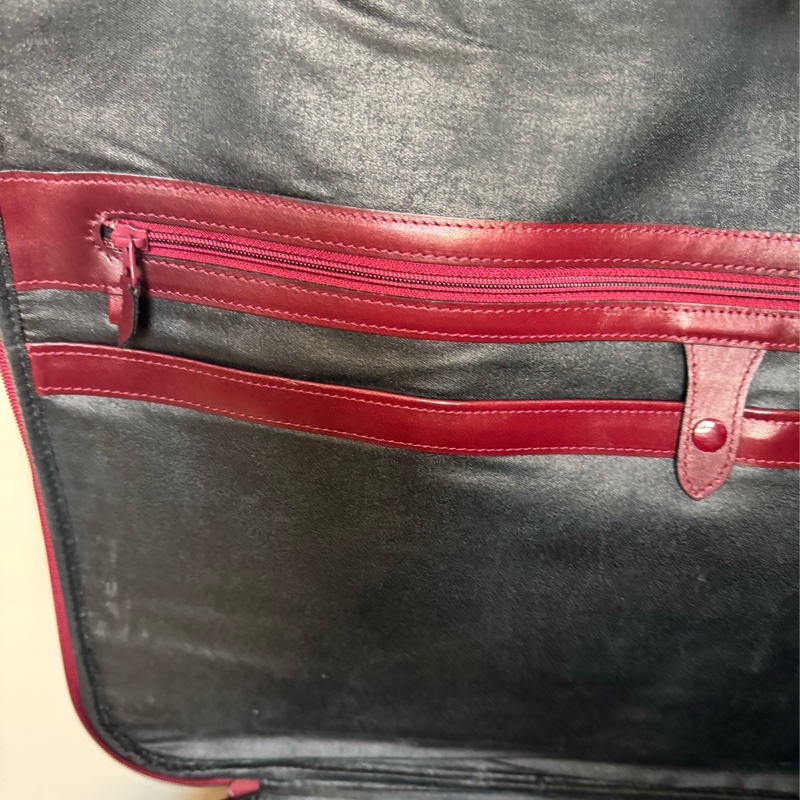 Christian Dior 迪奧帆布皮革手提行李包 行李袋 酒紅色-21