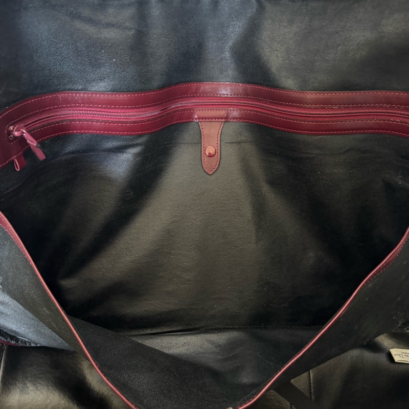 Christian Dior 迪奧帆布皮革手提行李包 行李袋 酒紅色-23