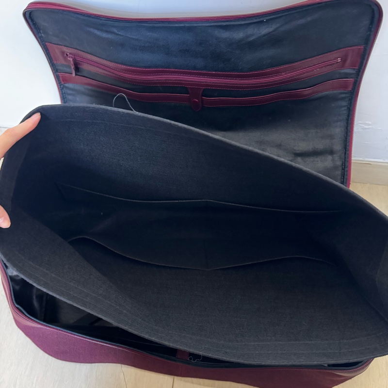 Christian Dior 迪奧帆布皮革手提行李包 行李袋 酒紅色-24