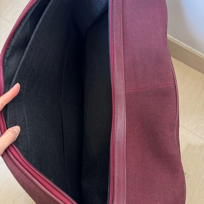 Christian Dior 迪奧帆布皮革手提行李包 行李袋 酒紅色-25