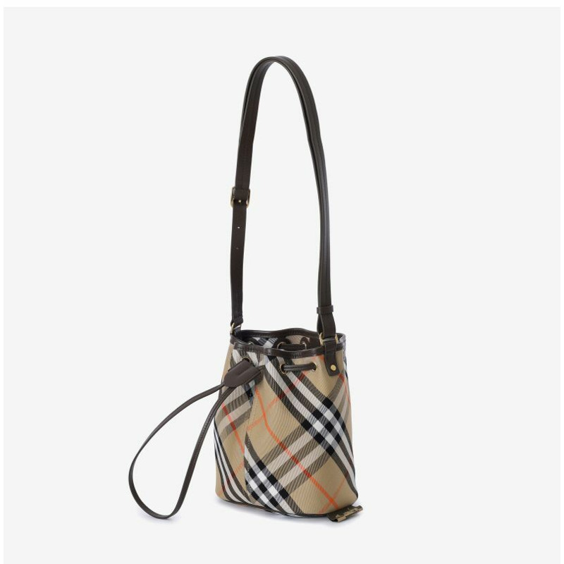 BURBERRY 復古格紋抽繩水桶包 女士單肩包 B9368 8093804-5