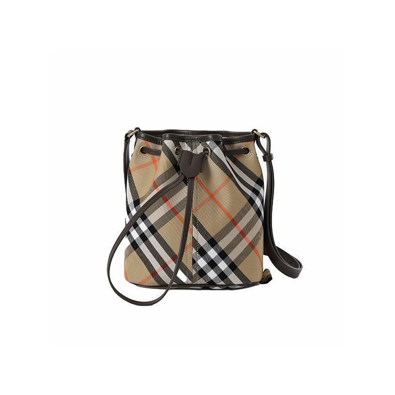BURBERRY 復古格紋抽繩水桶包 女士單肩包 B9368 8093804-2