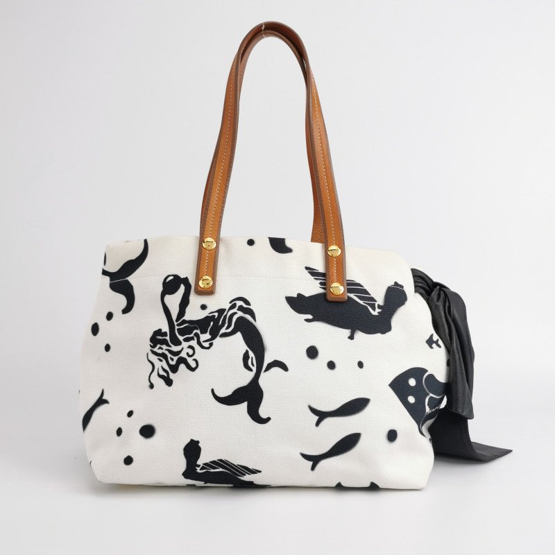 Prada牛皮羊皮帆布拼色印花字母Logo單肩包-4