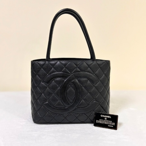 Chanel 黑金荔枝紋復古款式 托特包８開