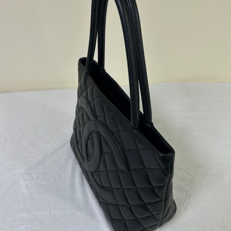 Chanel 黑金荔枝紋復古款式 托特包8開-3