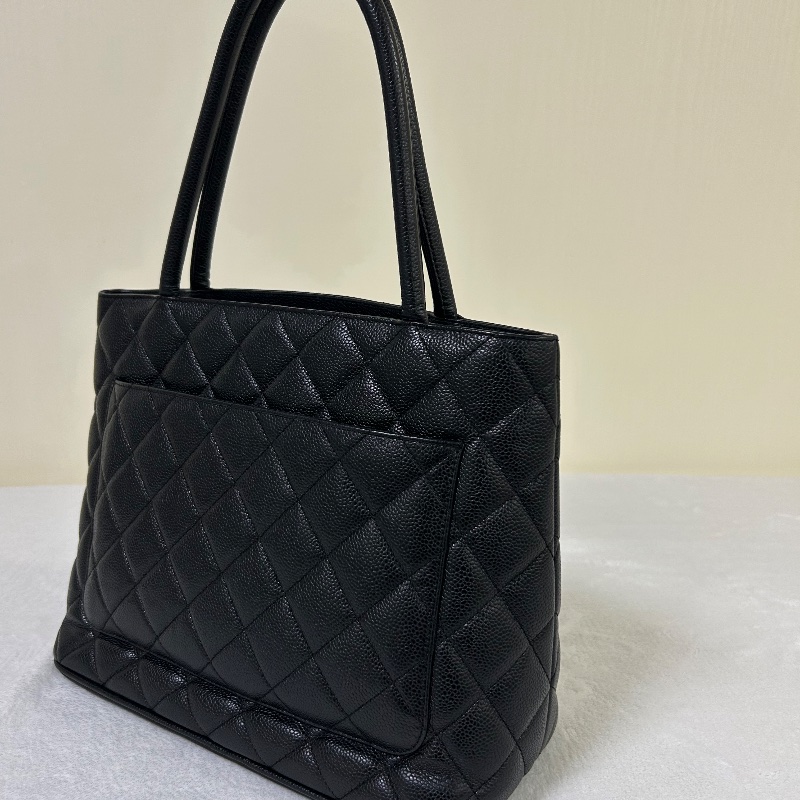 Chanel 黑金荔枝紋復古款式 托特包8開-6