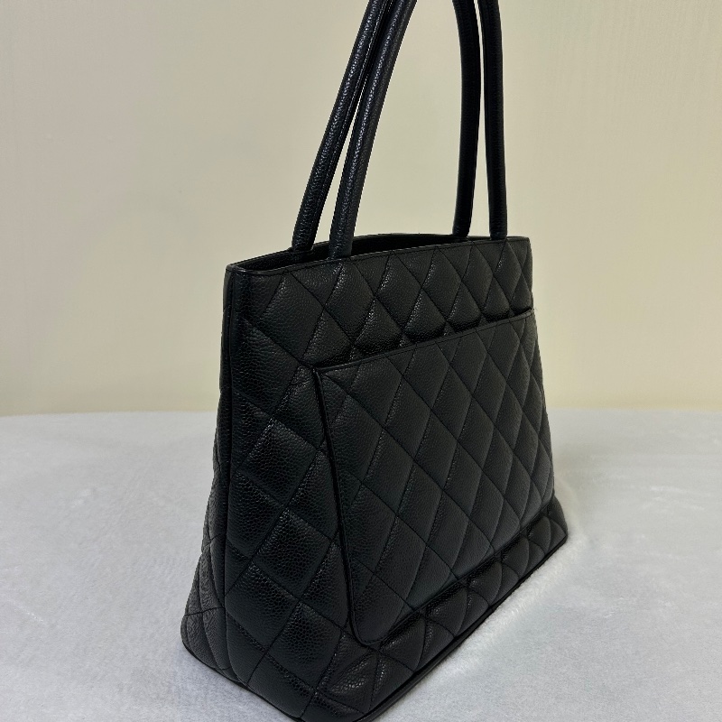 Chanel 黑金荔枝紋復古款式 托特包8開-9