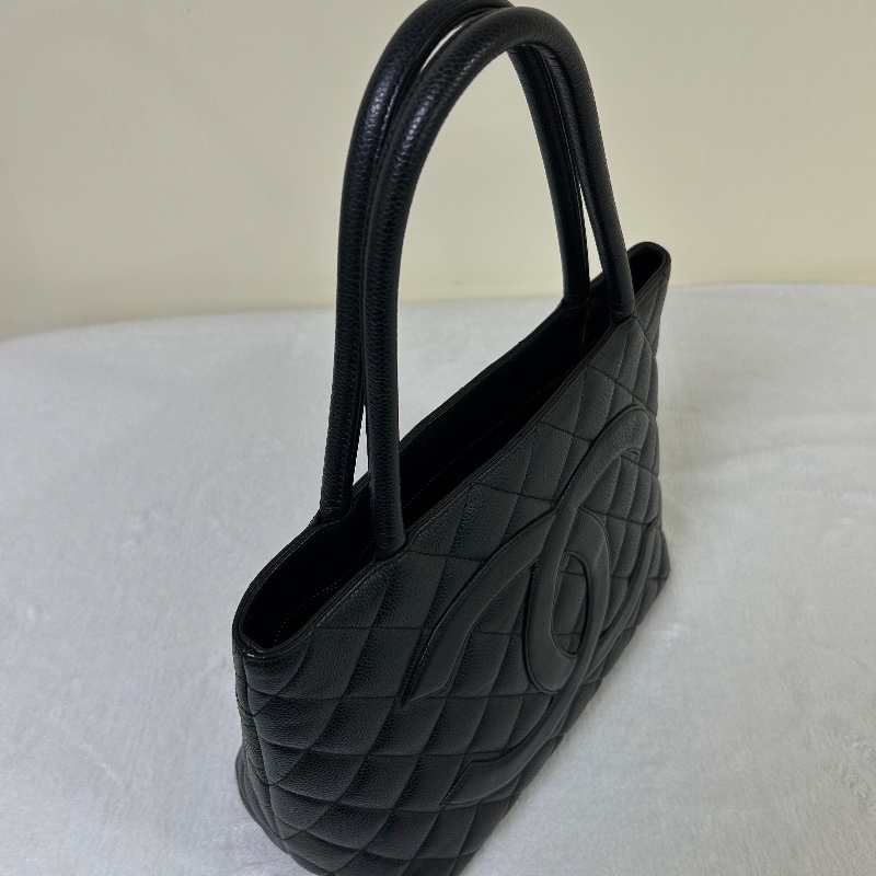 Chanel 黑金荔枝紋復古款式 托特包8開-10