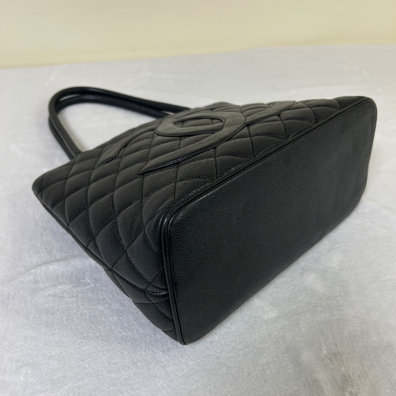 Chanel 黑金荔枝紋復古款式 托特包8開-13