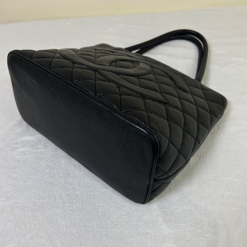 Chanel 黑金荔枝紋復古款式 托特包8開-14