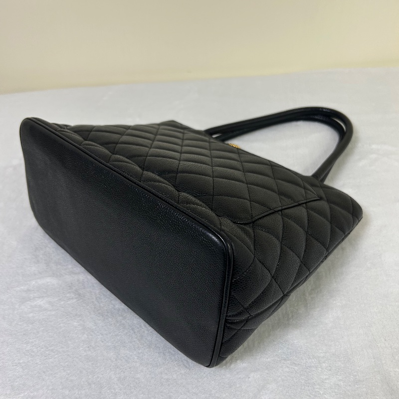 Chanel 黑金荔枝紋復古款式 托特包8開-16