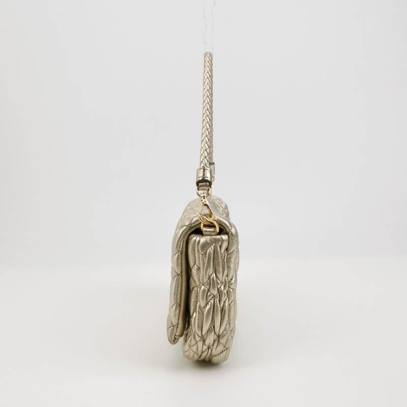 Miu Miu Miu Crystal系列羊皮純色珩縫鑽飾斜挎包單肩包-2