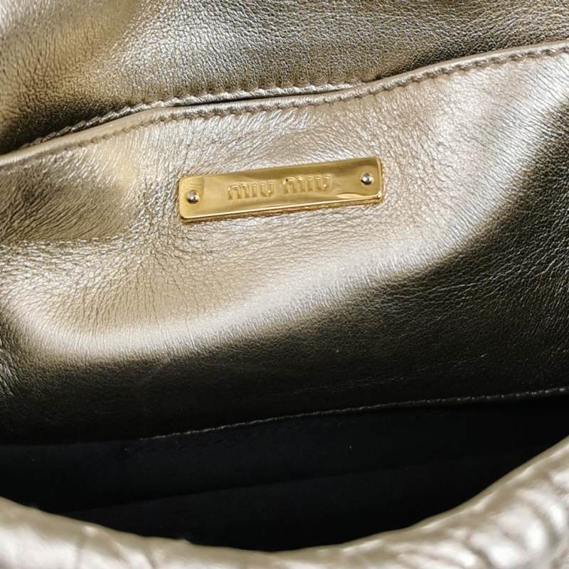 Miu Miu Miu Crystal系列羊皮純色珩縫鑽飾斜挎包單肩包-7