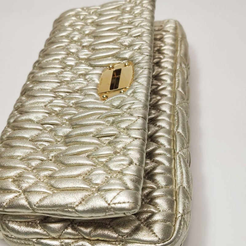 Miu Miu Miu Crystal系列羊皮純色珩縫鑽飾斜挎包單肩包-18