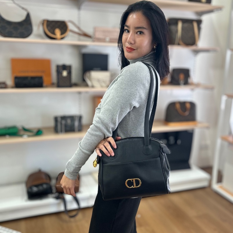 Dior 復古 CD 標誌黑色托特包-1