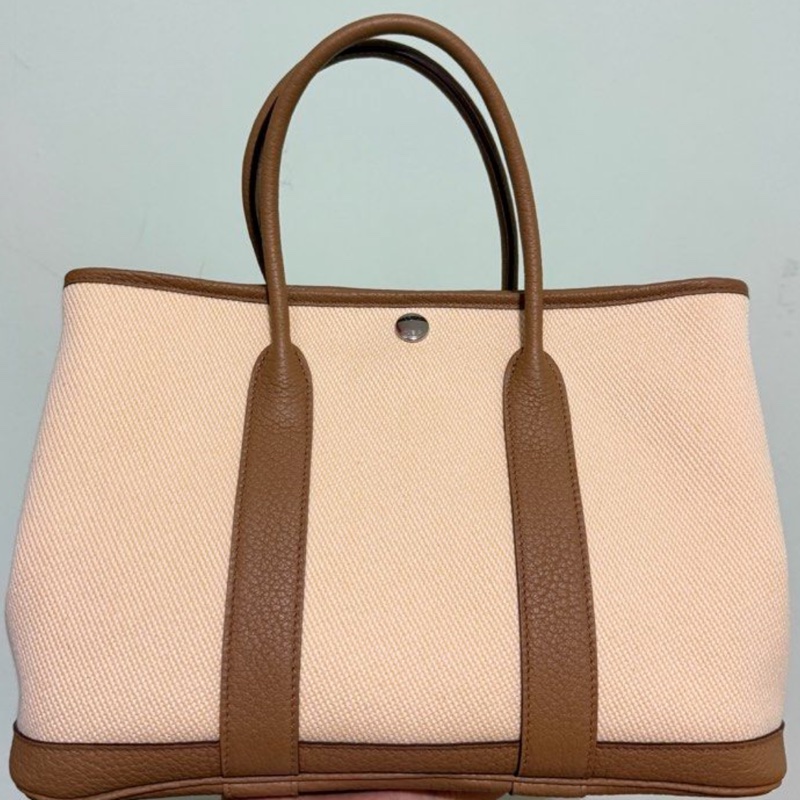 Hermès Garden Party 30 Canvas Ecru-Jaune de Naples/Biscuit-0