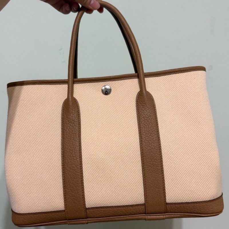 Hermès Garden Party 30 Canvas Ecru-Jaune de Naples/Biscuit-2