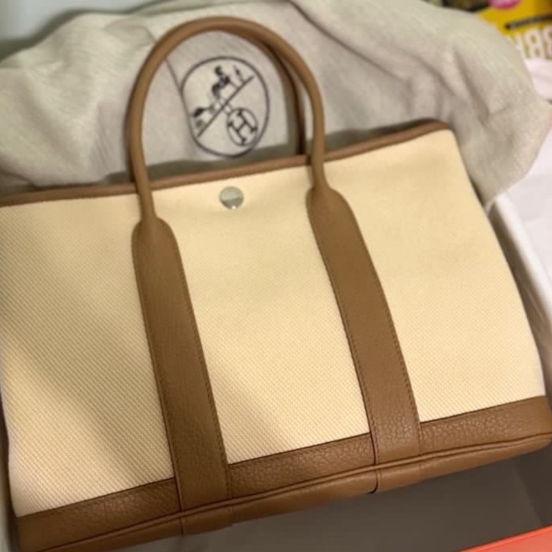 Hermès Garden Party 30 Canvas Ecru-Jaune de Naples/Biscuit-4