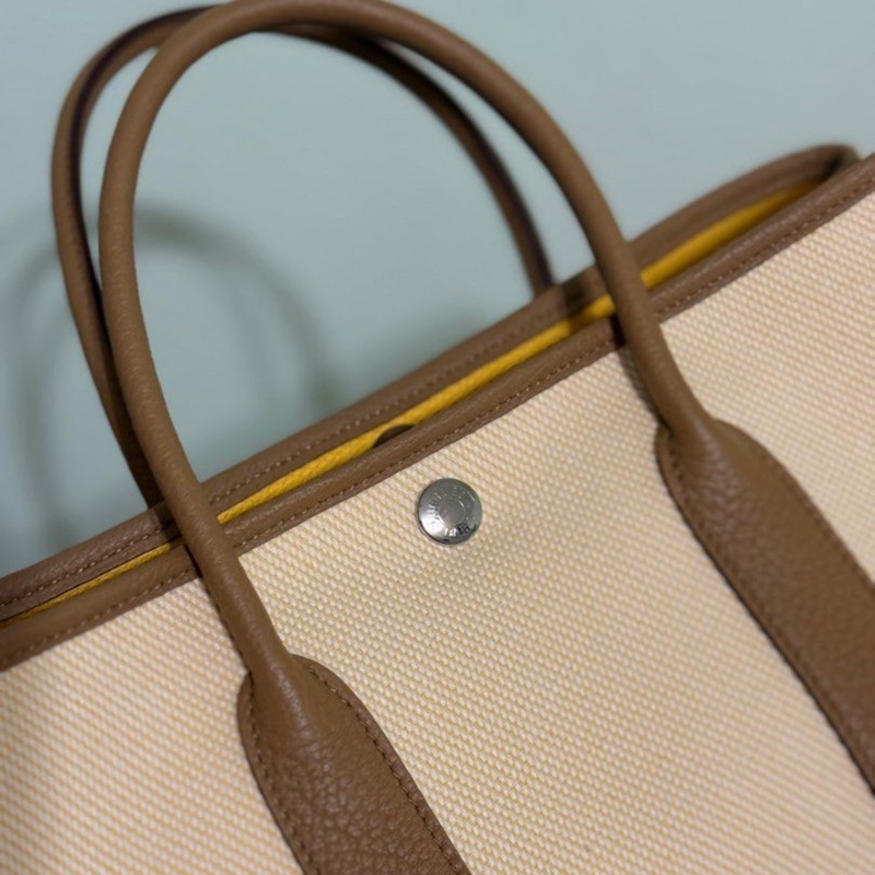 Hermès Garden Party 30 Canvas Ecru-Jaune de Naples/Biscuit-9