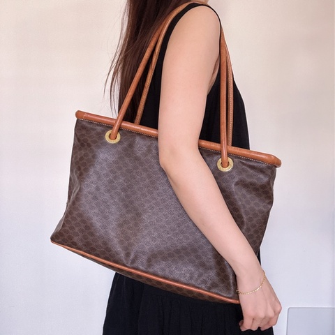 Celine Macadam Tote 老花包 筆電包 意大利製 真皮