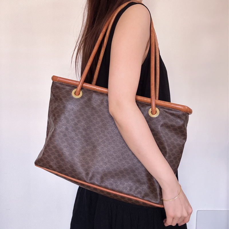 Celine Macadam Tote 老花包 筆電包 意大利製 真皮-0