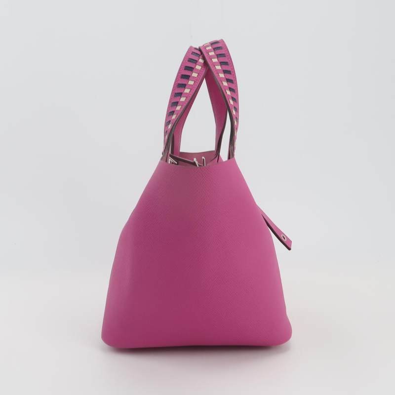 Hermes Picotin菜籃子包18編織手提包Epsom牛皮銀扣K5托斯卡C刻-3