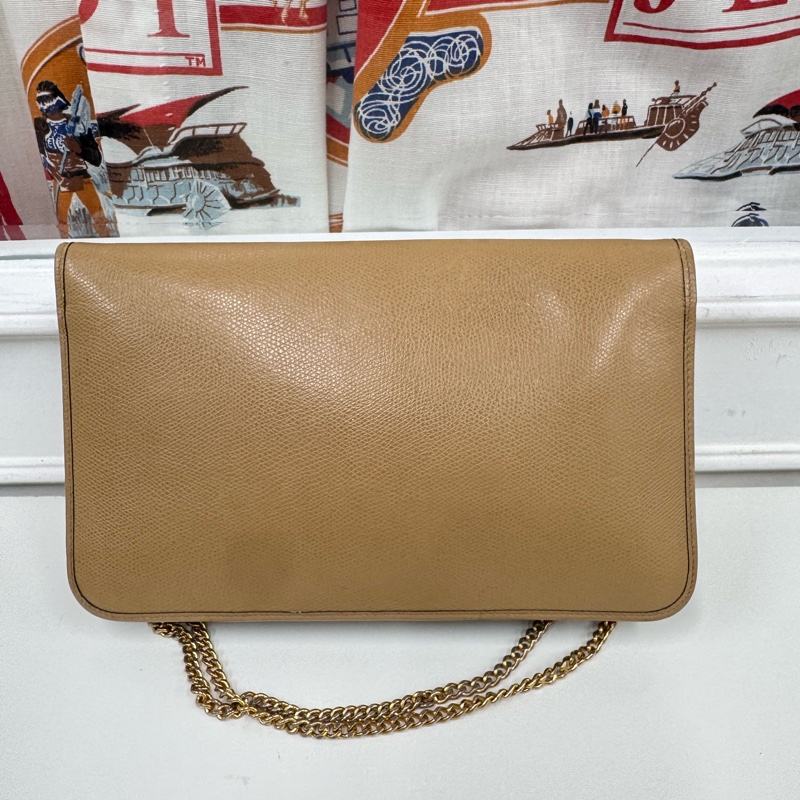 Christian Dior 迪奧 真皮兩用包 斜背包 腋下包 淺棕色 卡其色-4