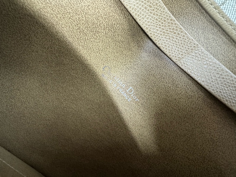 Christian Dior 迪奧 真皮兩用包 斜背包 腋下包 淺棕色 卡其色-6