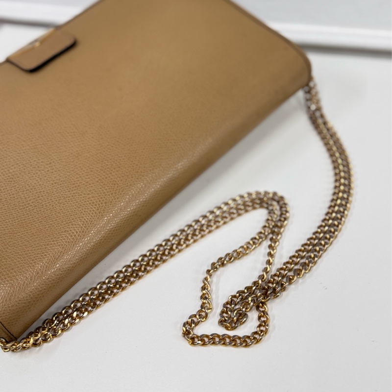 Christian Dior 迪奧 真皮兩用包 斜背包 腋下包 淺棕色 卡其色-9