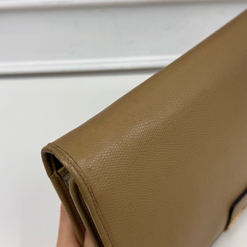 Christian Dior 迪奧 真皮兩用包 斜背包 腋下包 淺棕色 卡其色-10