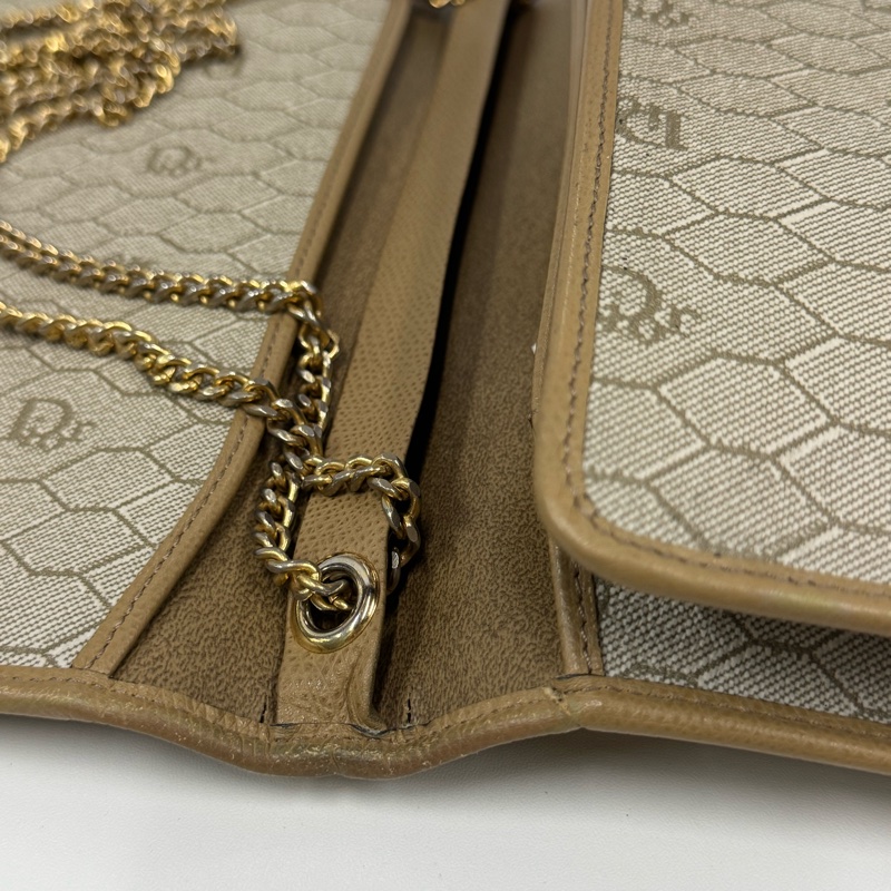 Christian Dior 迪奧 真皮兩用包 斜背包 腋下包 淺棕色 卡其色-20