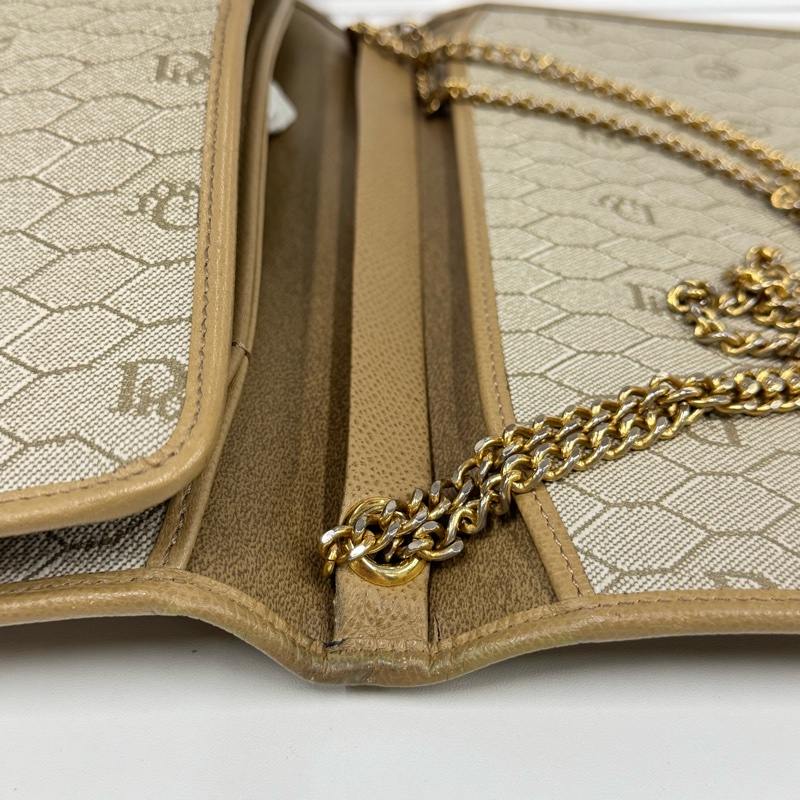 Christian Dior 迪奧 真皮兩用包 斜背包 腋下包 淺棕色 卡其色-21