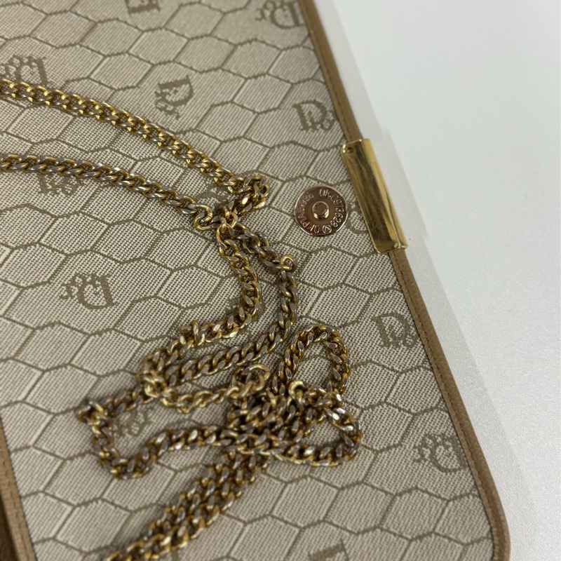 Christian Dior 迪奧 真皮兩用包 斜背包 腋下包 淺棕色 卡其色-22