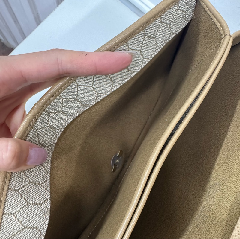 Christian Dior 迪奧 真皮兩用包 斜背包 腋下包 淺棕色 卡其色-25