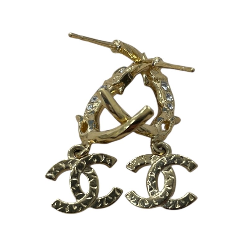 CHANEL 香奈兒 星星雙魚耳環 耳針式 合金 鋯石 金色-5