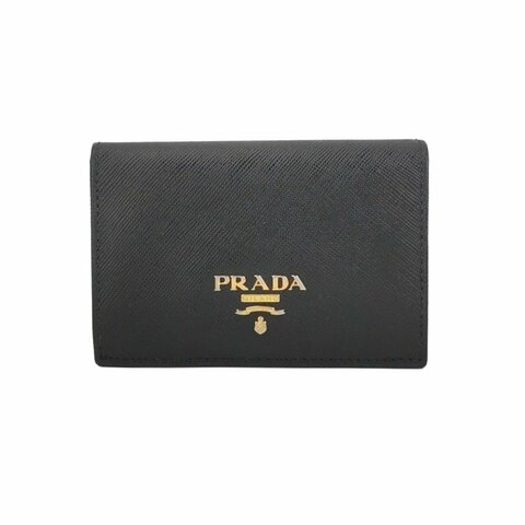 Prada牛皮純色字母Logo卡包