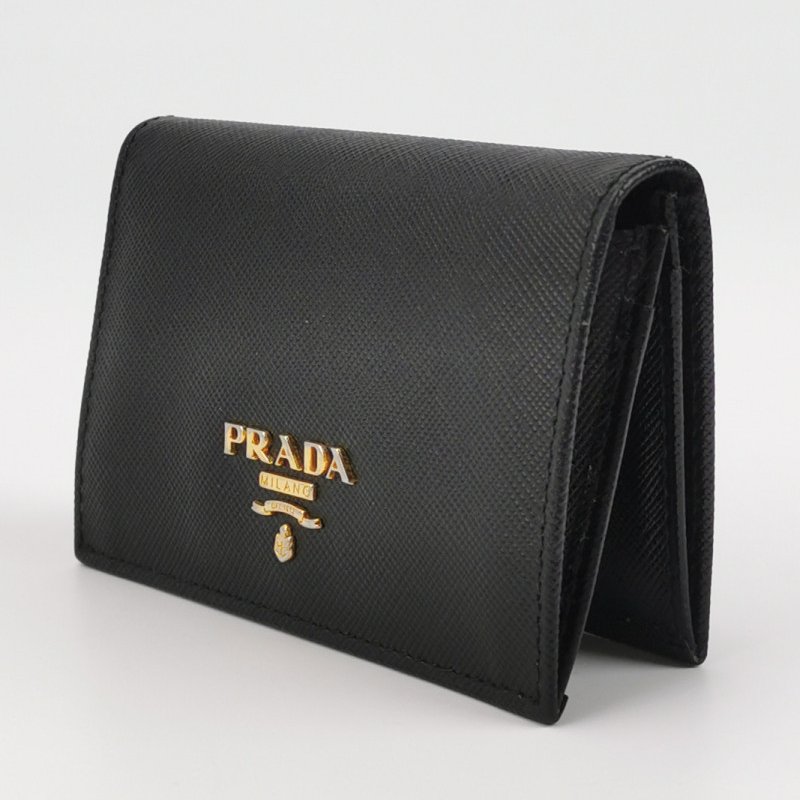 Prada牛皮純色字母Logo卡包-1