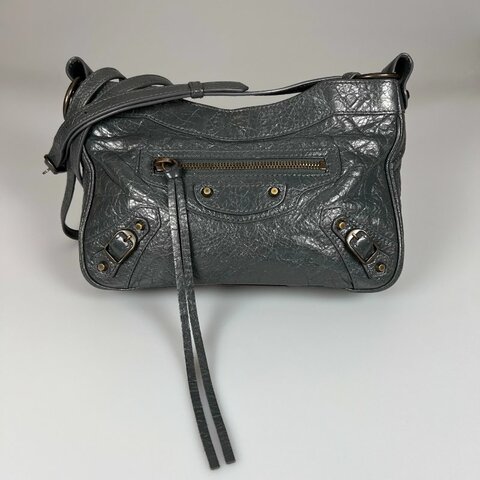 BALENCIAGA 242803 深灰機車包MINI