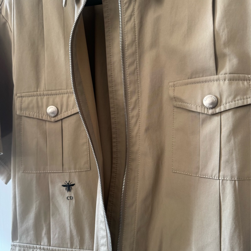 Dior卡其色拉鏈短袖洋裝-14