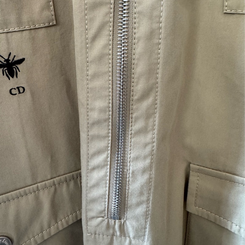 Dior卡其色拉鏈短袖洋裝-20