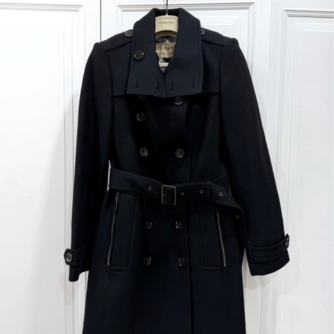 BURBERRY 經典 排釦 黑色 羊毛大衣 長大衣 風衣外套 大衣外套 大衣