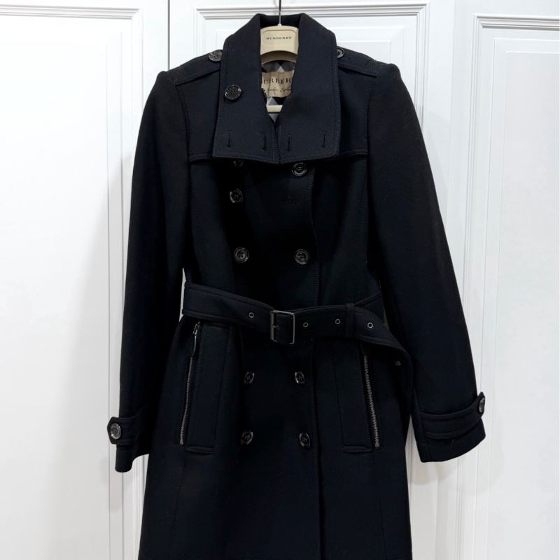 BURBERRY 經典 排釦 黑色 羊毛大衣 長大衣 風衣外套 大衣外套 大衣-0