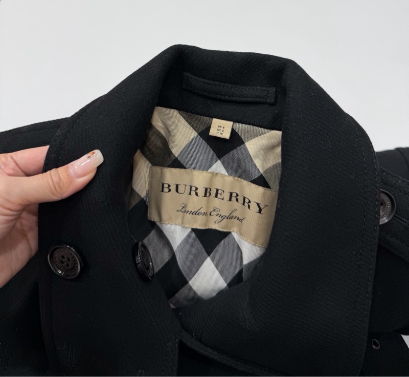 BURBERRY 經典 排釦 黑色 羊毛大衣 長大衣 風衣外套 大衣外套 大衣-1