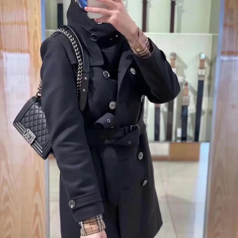 BURBERRY 經典 排釦 黑色 羊毛大衣 長大衣 風衣外套 大衣外套 大衣-3