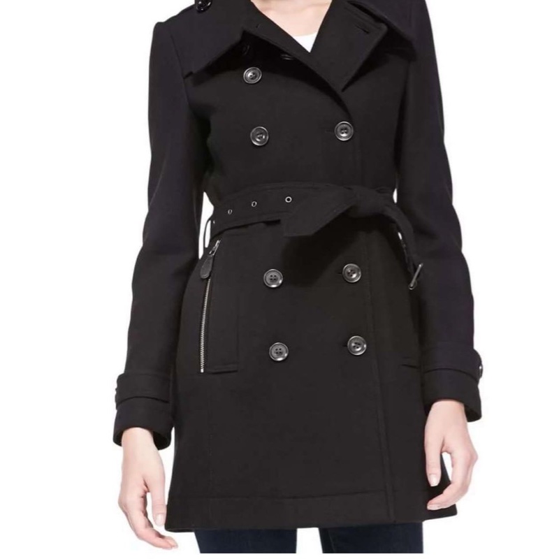 BURBERRY 經典 排釦 黑色 羊毛大衣 長大衣 風衣外套 大衣外套 大衣-5